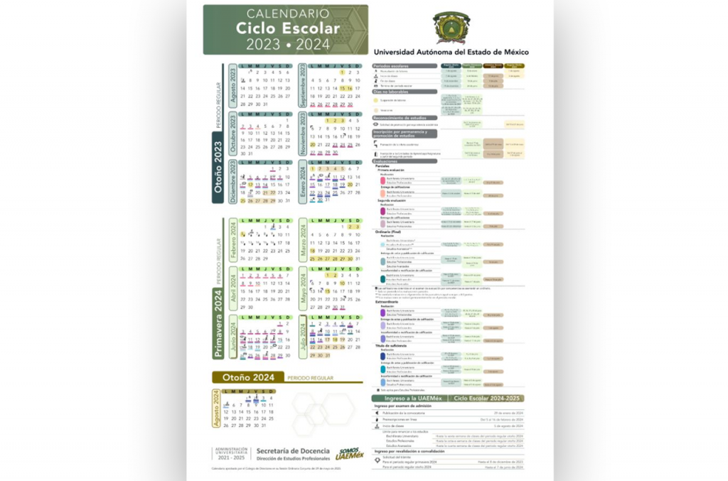 Emite Uaeméx Calendario Del Ciclo Escolar 2023 2024 8 Columnas 2867