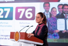 Sheinbaum destaca 27 reformas constitucionales y 76 legales en dos años